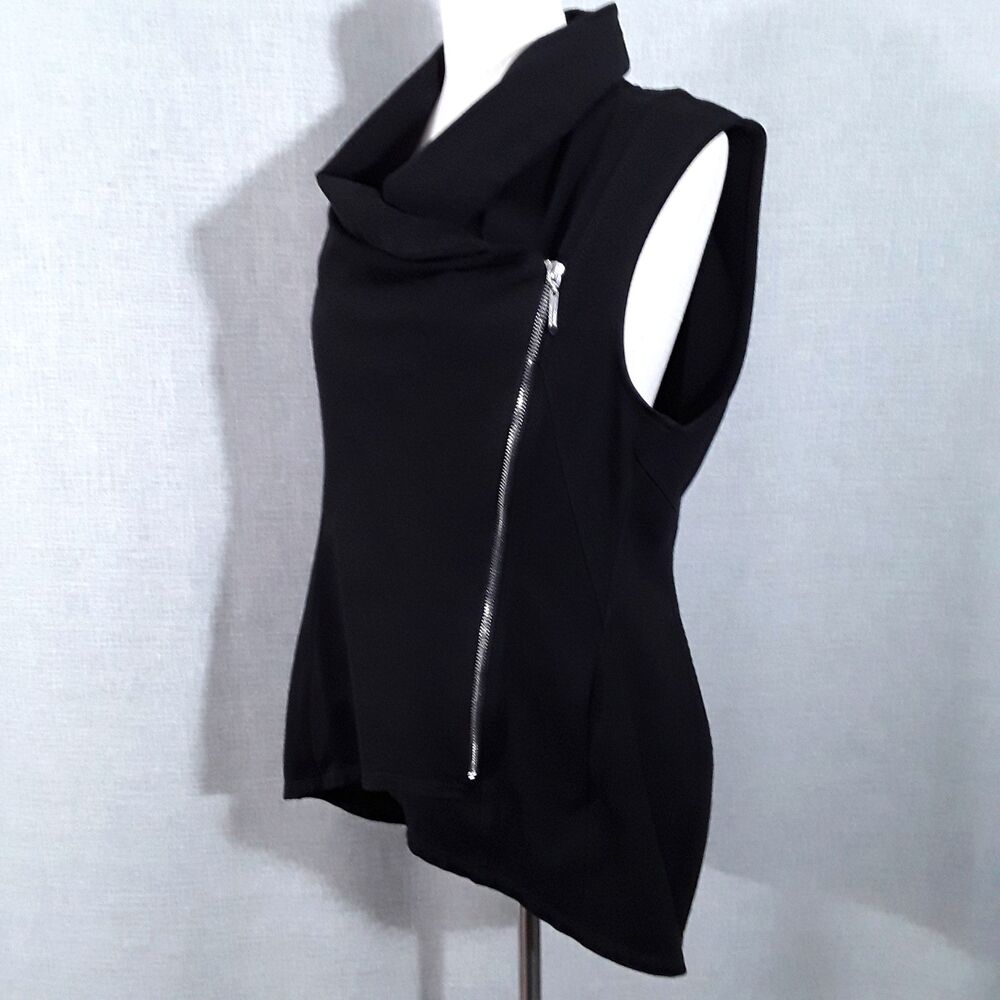 White House Black Market SZ Medium Asymmetrical Zip-Front Ponte Vest Pockets